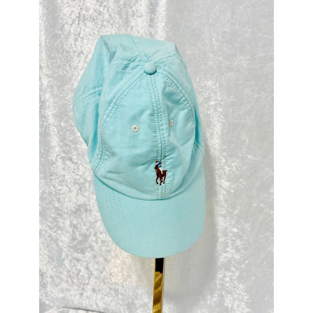 Polo Ralph Lauren Light Blue Oxford Cotton Baseball Cap Adjustable Hat Pony Logo